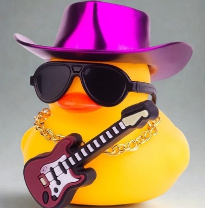 Car Yellow Rubber Duck, Duck Dashboard Decoration with Cowboy Hat Necklace Sunglasses Mini Musical Instrument for Car Dashboard