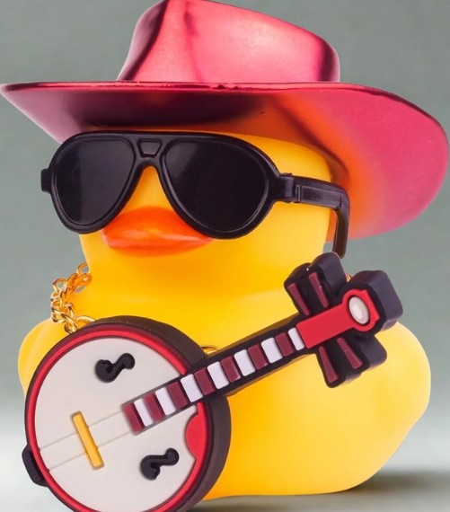 Car Yellow Rubber Duck, Duck Dashboard Decoration with Cowboy Hat Necklace Sunglasses Mini Musical Instrument for Car Dashboard